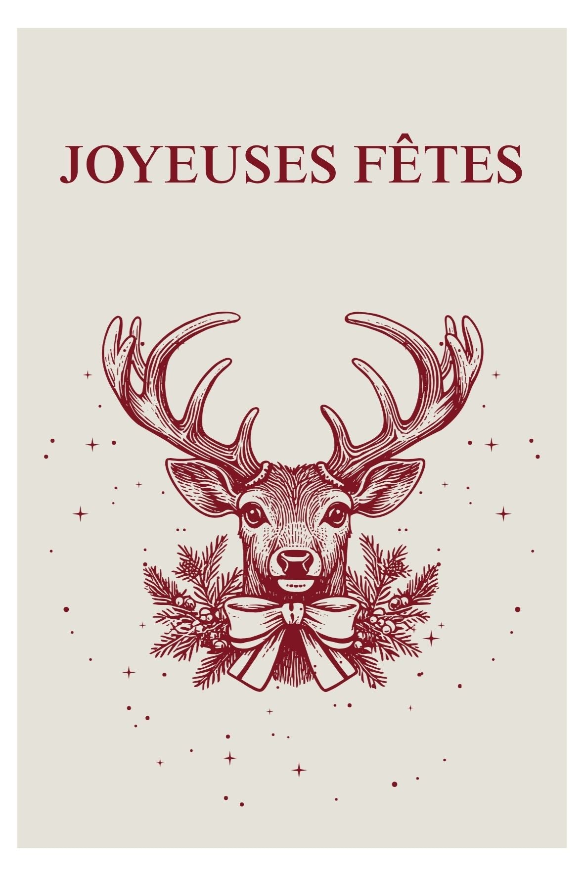 Carte cerf "Joyeuses fêtes" - 1€