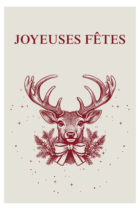 Carte cerf "Joyeuses fêtes" - 1€