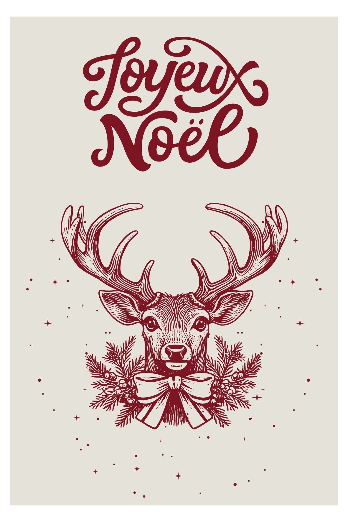 Carte cerf "Joyeux Noël" - 1€