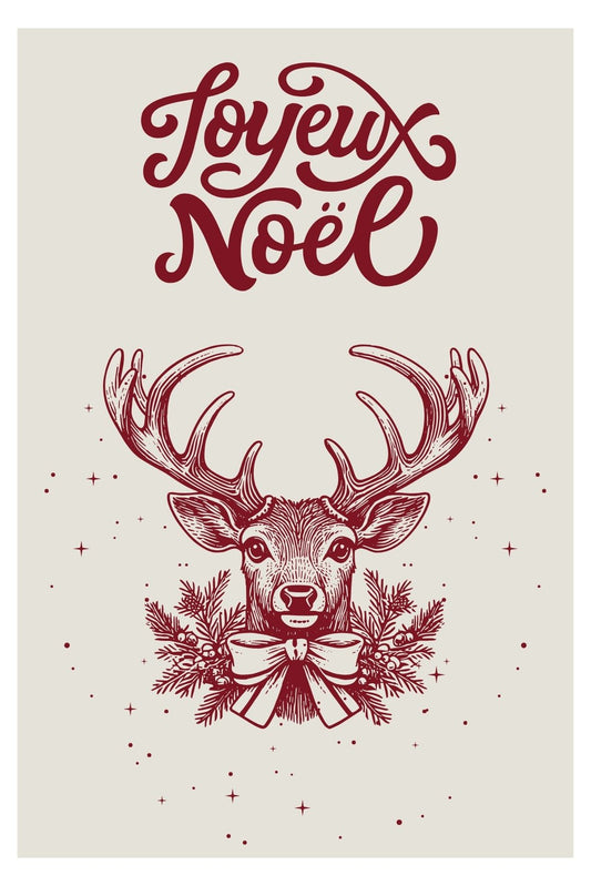 Carte cerf "Joyeux Noël" - 1€