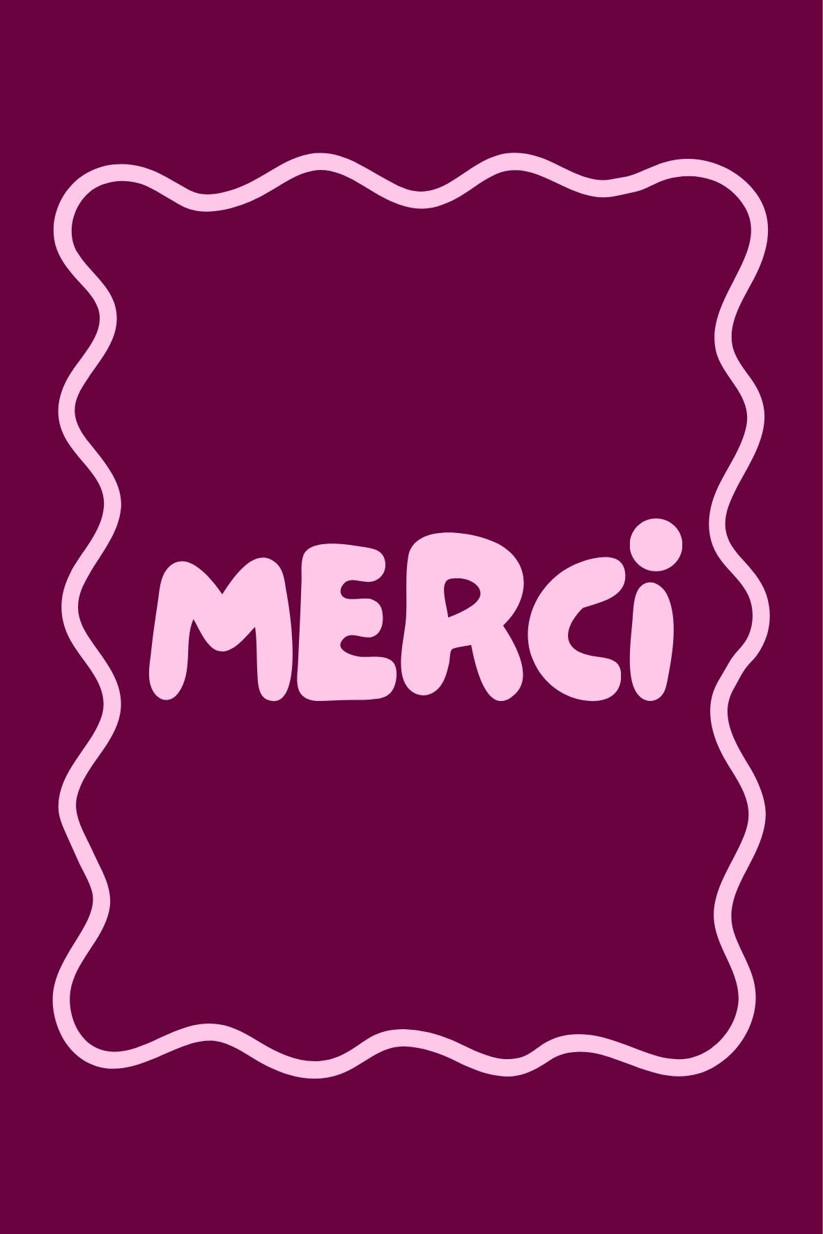 Carte rose "Merci" - 1€