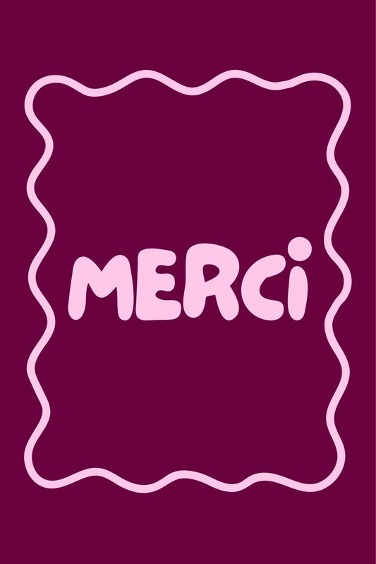 Carte rose "Merci" - 1€